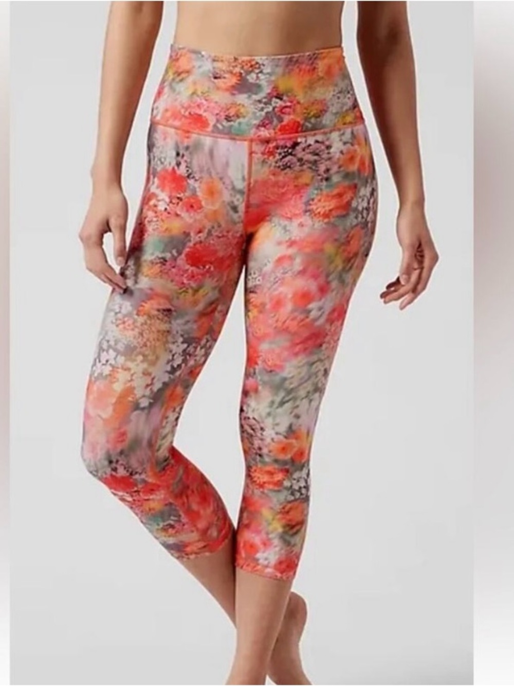 Athleta Women’s 3X Elation Capri Leggings Renewed Spring Bloom Floral Peach - Picture 1 of 15